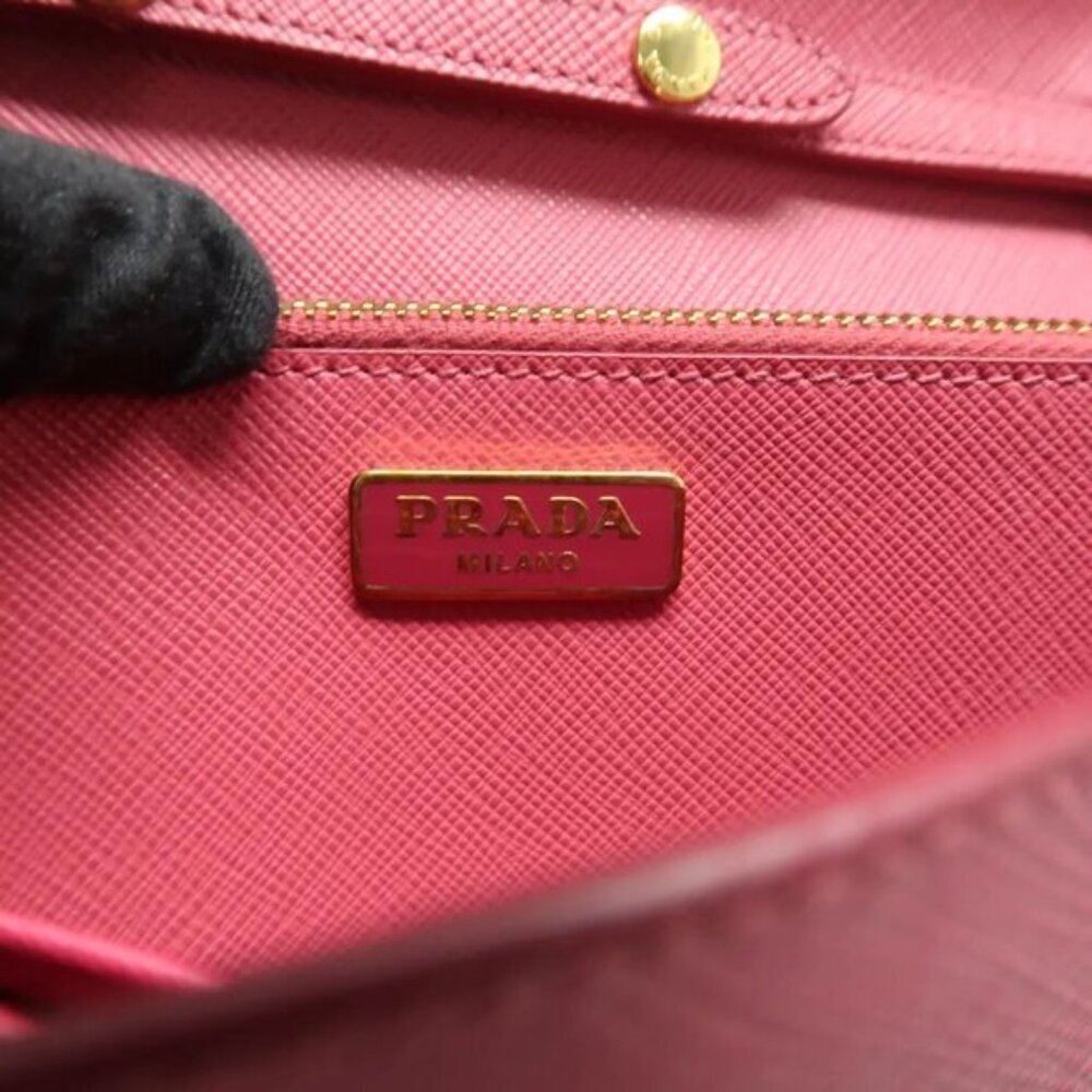 PRADA Saffiano Pink Bow Leather Shoulder Bag 390-020125 - Picture 10 of 12